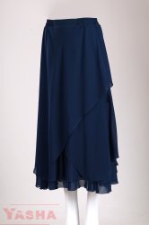 Ежедневна сатенена пола в тъмно синьо