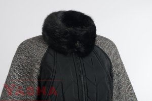 Геометрично капитоне на черно дамско яке – ЯША